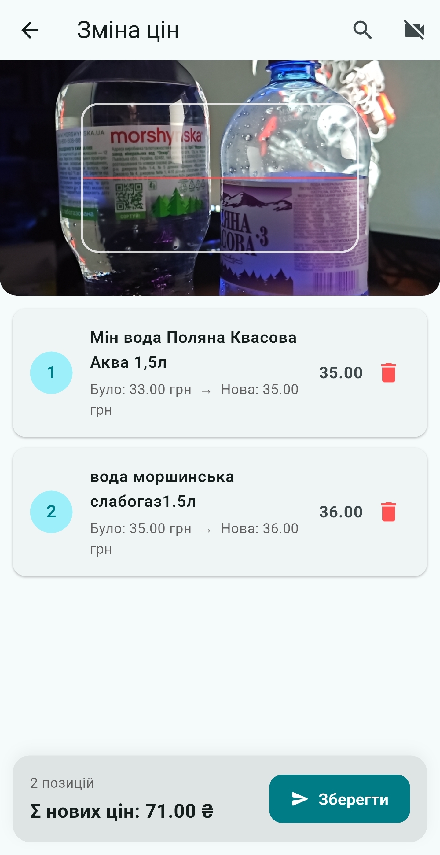 Введення нової ціни в документі UniSync